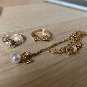 Icing Bow and Moon Rings, Bunny Necklace